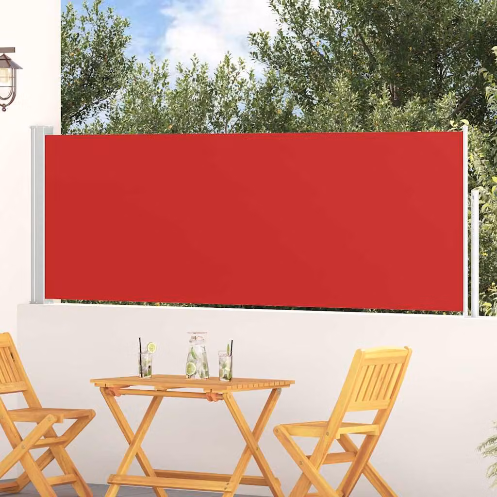 Tenda Laterale Retrattile per Patio vidaXL in Poliestere e Acciaio, Rossa, L: 100 cm, H: 314 cm