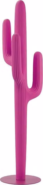 Appendiabiti Saguaro Qeeboo in polietilene rosa con ganci distribuiti e finitura opaca