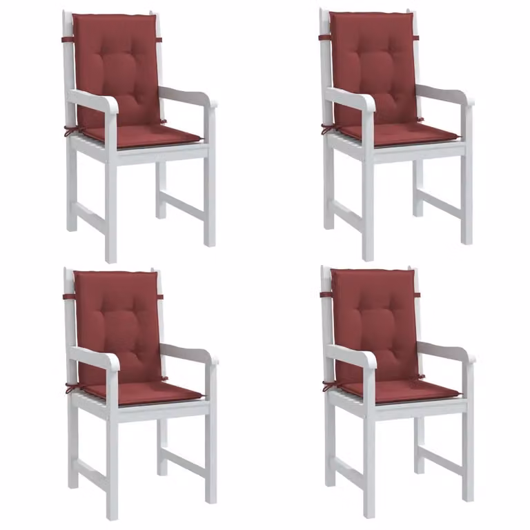 Set di 4 cuscini per sedia con schienale basso vidaXL in tessuto rosso vino mélange, antiscivolo e resistente ai raggi UV