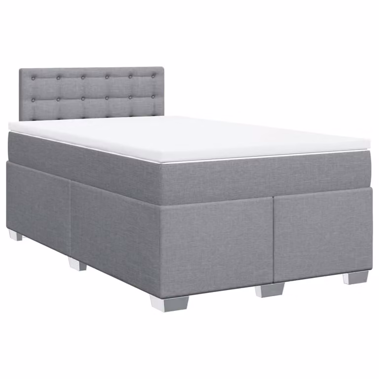 Giroletto a Molle con Materasso Grigio Chiaro 120x190cm Tessuto