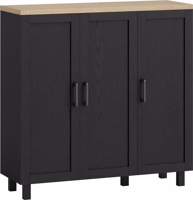HOMCOM Credenza da Soggiorno con 3 Ante e Ripiani Regolabili per Cucina Sala da Pranzo Stile Moderno 90x30x90 cm Nero   Aosom Italy