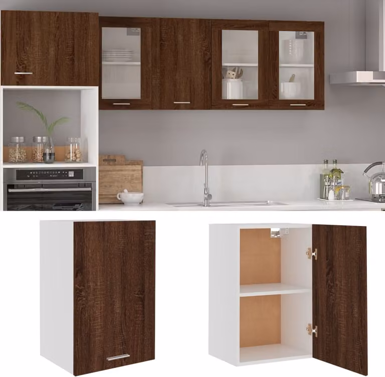The Living Store Parete attrezzata effetto rovere marrone 39,5x31x60 cm Materiale a base di legno