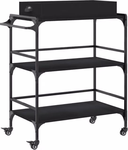 Carrello da cucina moderno DESIGN IN in legno e metallo nero L/P/H: 81,5 x 41 x 92,5 cm – 1