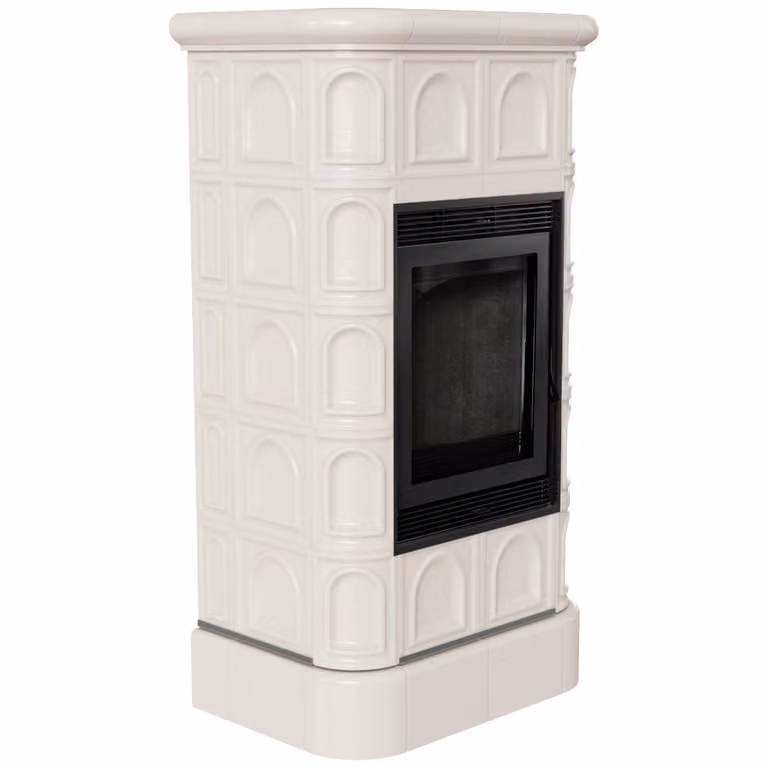 Caminetto in acciaio KRATKI BLANKA 8 kW Ø 160 crema piastrelle nero thermotec