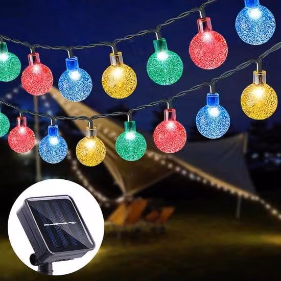 Ghirlanda luminosa a energia solare 11 m, 60 LED - Impermeabile - Colorata - Multifunzionale - Illuminazione da esterno a energia solare - Ideale per giardino, alberi, terrazza - Feste con candele, feste, illuminazione da esterno - Resistente all'acqua e