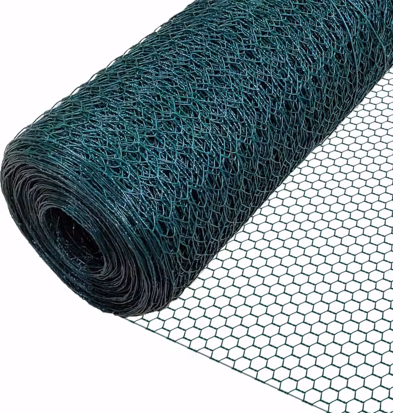 Recinzione in filo metallico VOUNOT® a maglia esagonale, rete metallica, 1x25 m, maglia da 25 mm, rivestita in PVC verde