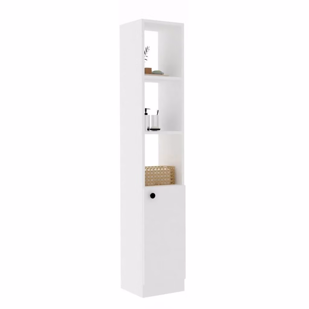 DMORA Mobile Colonna Leuca con 3 Ripiani e Ante, Bianco Opaco, L/P/H: 30 x 30 x 170 cm – 2
