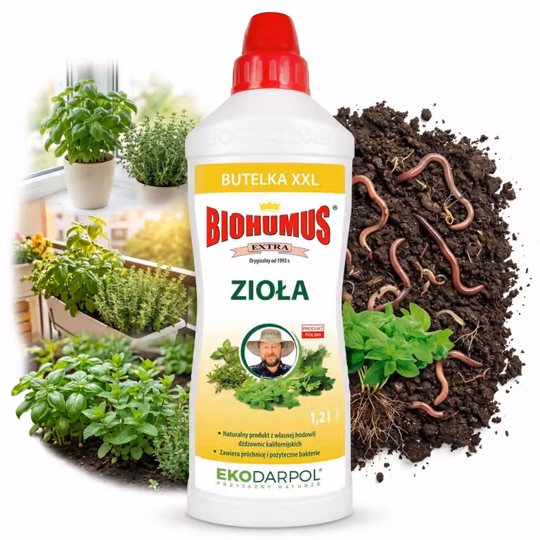 EKODARPOL BIOHUMUS EXTRA, concime organico a base di humus di lombrico, con erbe aromatiche, 1,2 litri