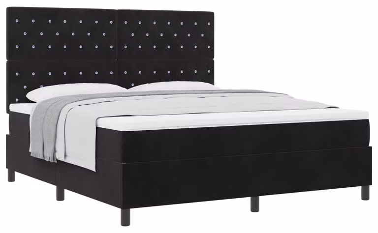 Letto a molle con materasso nero 180 x 200 cm in velluto