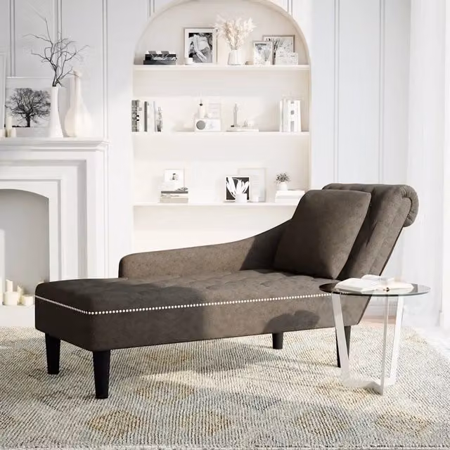 Sdraio con Cuscino e Bracciolo vidaXL in Similpelle Grigio