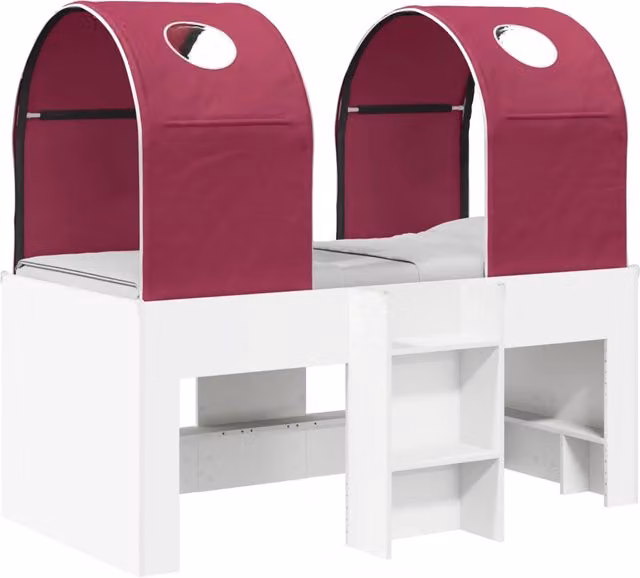 Letto singolo | Letto per adulti | Letto con Tunnel 4 pcs Bianco e Rosso Legno ingegnerizzato