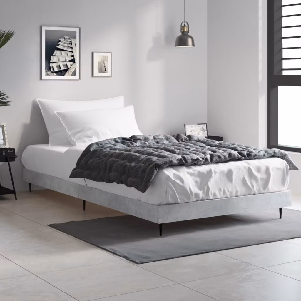 Giroletto vidaXL in legno multistrato e metallo, Grigio Cemento, L: 90 cm, P: 200 cm