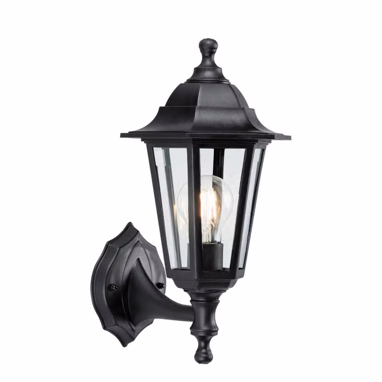 Applique da esterno a lanterna BAYSWATER, nero-trasparente, 1xE27x60W, plastica, dimensioni: 35,5x17x21,2 cm, IP44, Endon