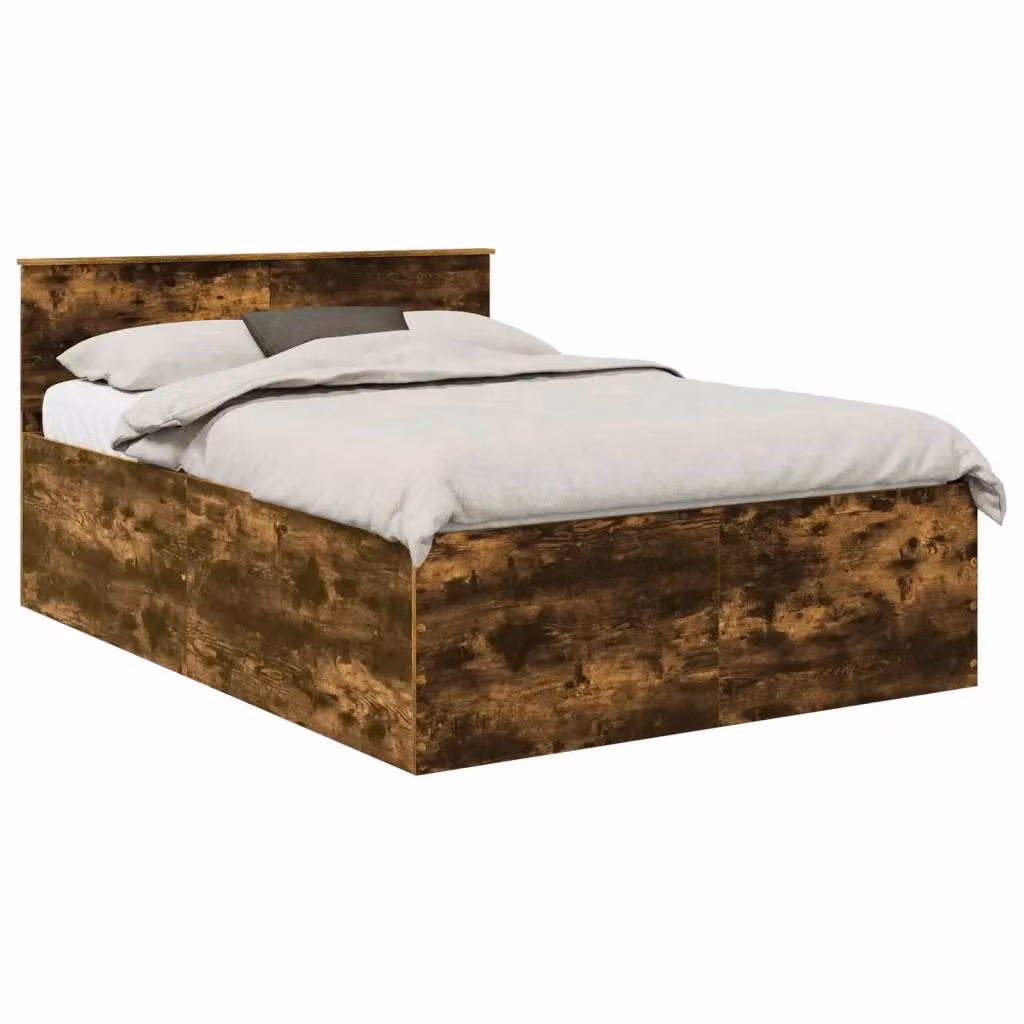 Struttura del letto con testiera vidaXL in legno Rovere fumé, L 150 x P 200 cm – 2