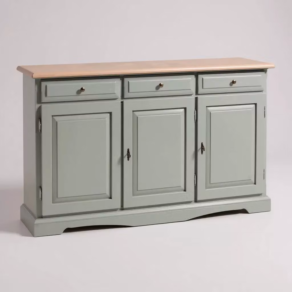 Madia Mobili 2G in legno beige opaco con 3 porte e 3 cassetti L/P/H: 156 x 35 x 85 cm – 3