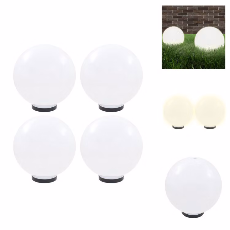 vidaXL Luci da giardino a LED 4 pz. Sferica 30 cm PMMA - Illuminazione esterna