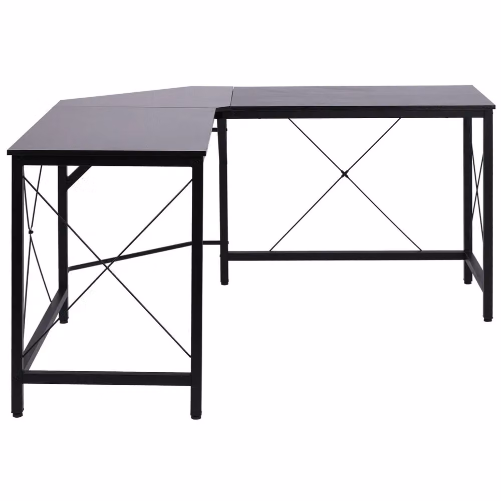 Scrivania angolare moderna Minimal nera in MDF e metallo per ufficio o casa L/P/H: 150 x 150 x 76 cm – 2