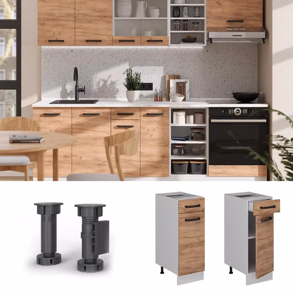 Mobiletto base per cucina Vicco R-Line Rovere dorato e Bianco L: 30 cm – 2