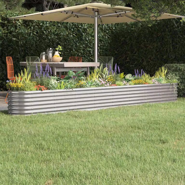Letto rialzato da giardino vidaXL in acciaio zincato argento L: 332 cm, P: 40 cm, H: 36 cm