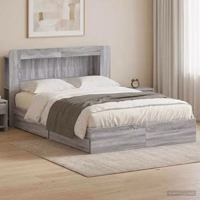 Telaio del letto con storage Sonoma grigio 150 x 200 cm 3433674