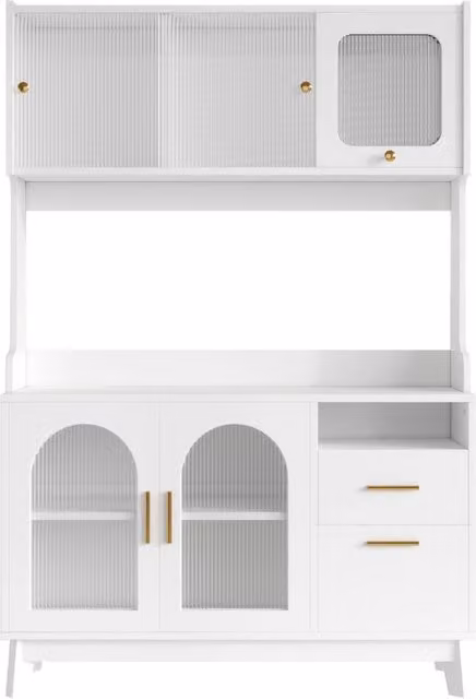 Mobile buffet bianco 120x40x178 cm con prese integrate USB-C e USB-A, ampia capacità di stoccaggio