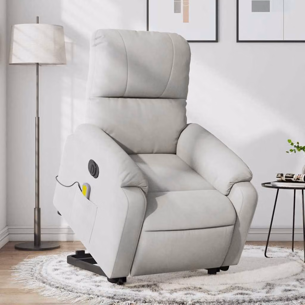 vidaXL Poltrona a Rialzo Reclinabile con Assistenza Elettrica in Microfibra Grigia per Senior – 1