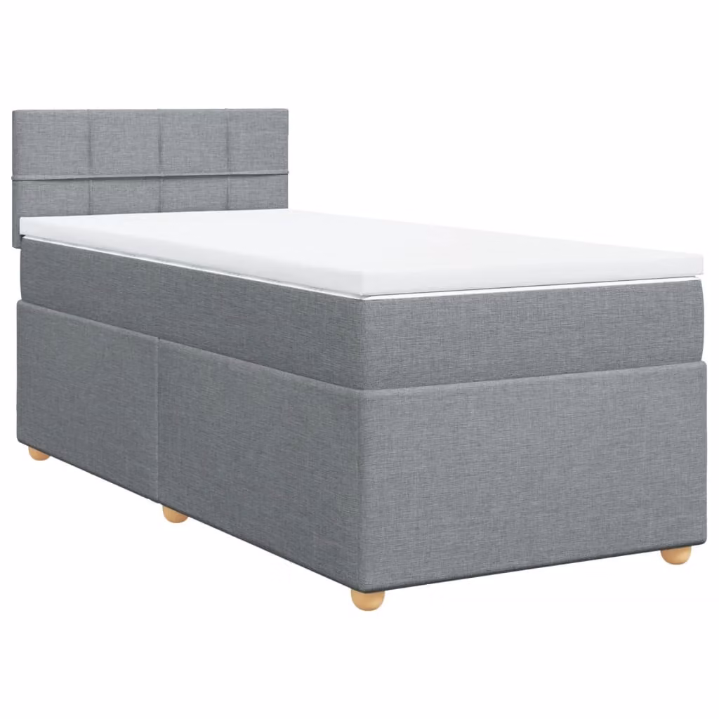 Giroletto a Molle con Materasso Grigio Chiaro 90x200 cm Tessuto