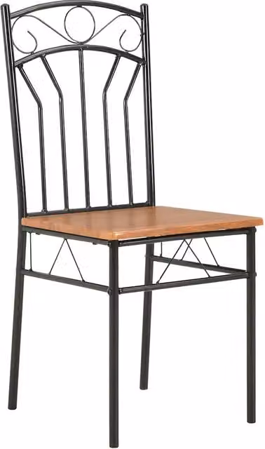 Set di 4 sedie da sala da pranzo e cucina in stile industrial con struttura in metallo e seduta in MDF laccato, colori marrone e nero