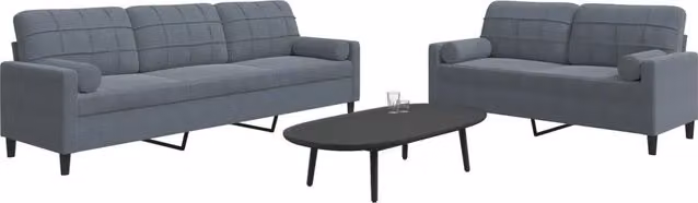 Set di divani vidaXL da soggiorno in velluto grigio con cuscini e struttura in metallo – 2