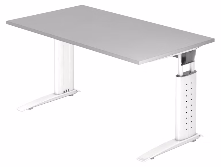 Scrivania bümö Serie U - Finitura: grigio, struttura: bianco, dimensioni: 140 x 80 cm