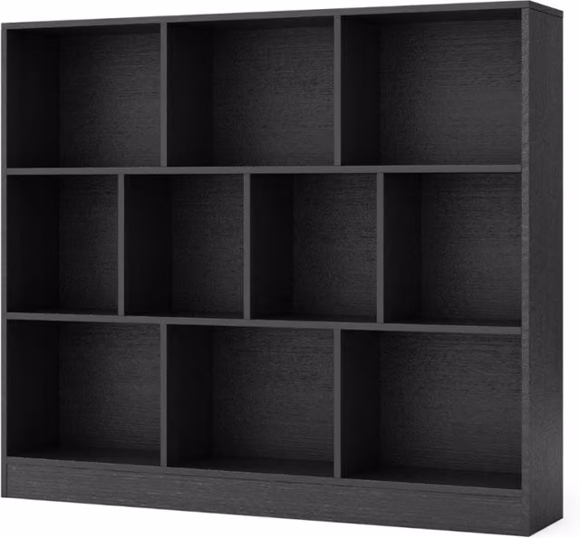 Libreria moderna DESIGN IN con 10 cubi in legno e MDF, organizzatore a 3 ripiani nero opaco, Altezza: 104 cm – 1
