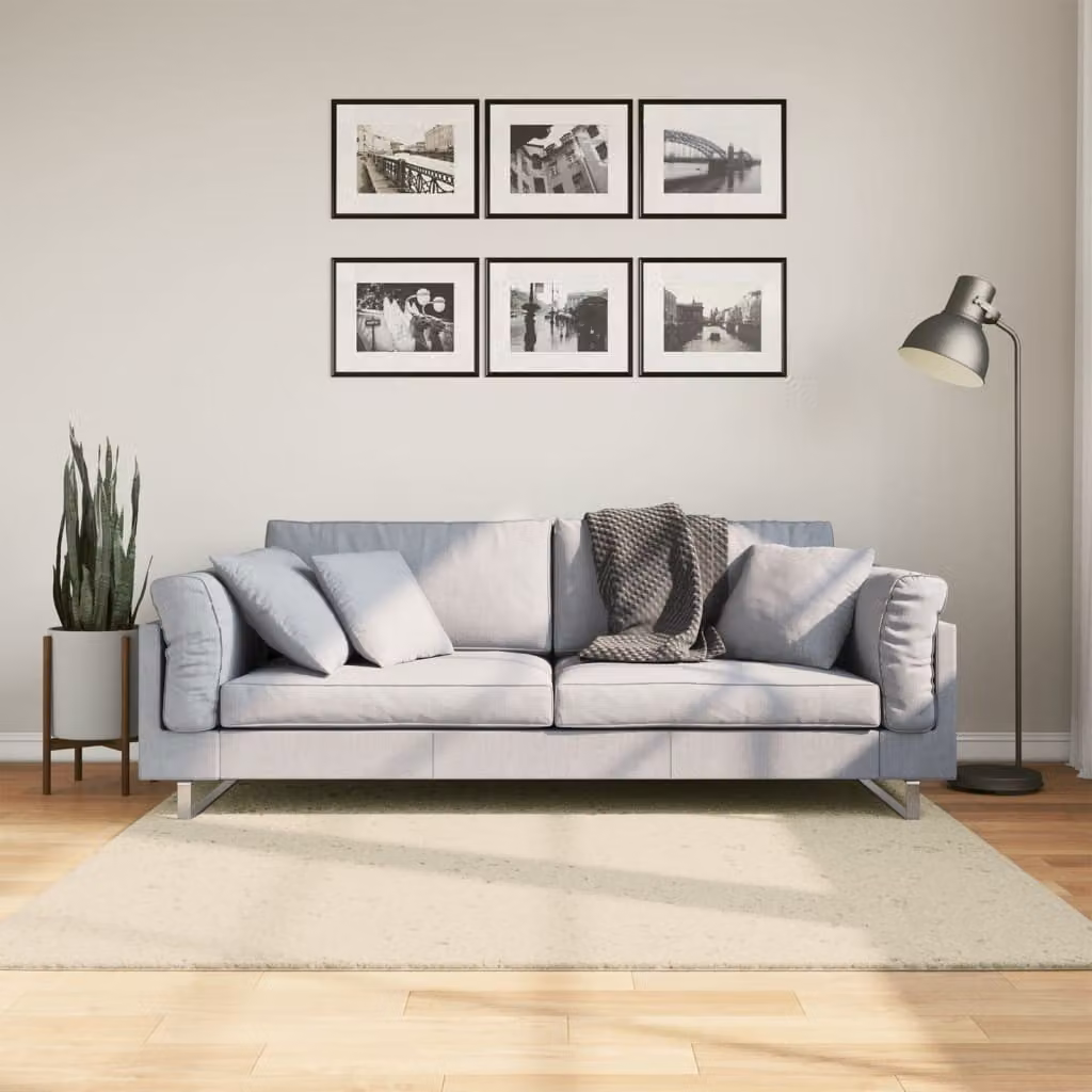 vidaXL Tappeto a Pelo Corto HUARTE Beige Lavabile e Antiscivolo 160 x 160 cm