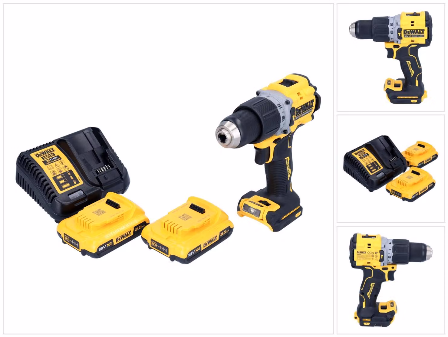 Trapano a percussione a batteria DeWalt DCD 805 D2 18 V 90 Nm senza spazzole + 2x batteria ricaricabile 2,0 Ah + caricabatterie