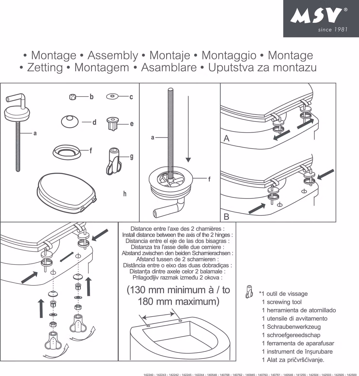 MSV Coperchio del sedile del WC con anima in legno MDF "Rain Forest" Cerniere in acciaio inox - qualità elevata e stabile - Rain Forest