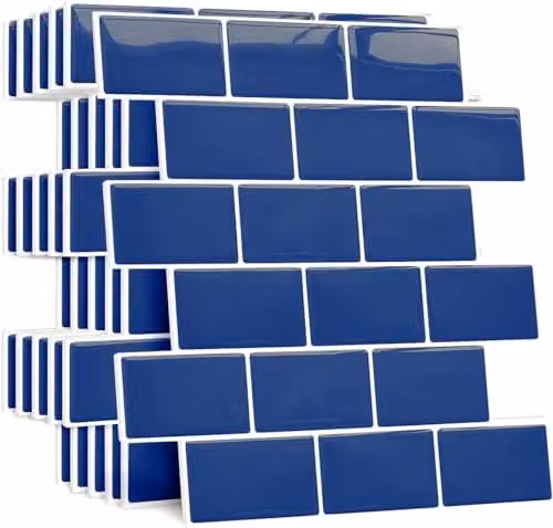 Yoillione Piastrelle Adesive Cucina Spessorate, Paraschizzi Cucina Mattonelle Adesive Bagno, Mattonelle Decorative 3D per Parete (10 Pezzi, Blu Navy)