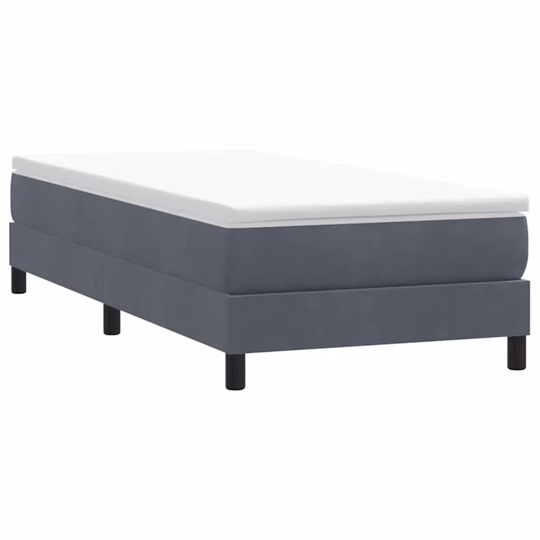 vidaXL Giroletto a Molle in Velluto Grigio Scuro senza Materasso L/P/H: 103 x 213 x 25 cm