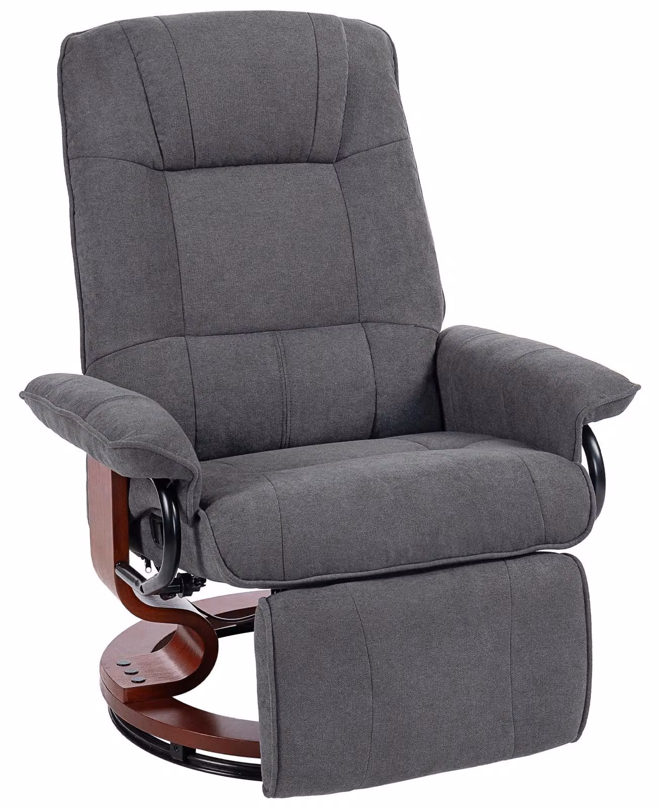 Poltrona relax - Poltrona TV - Girevole - Schienale regolabile - Imbottita - Rivestita in tessuto - 78 x 87 x 100 cm - Grigia