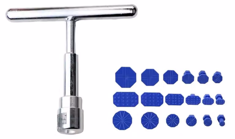 Kit di riparazione per ammaccature automobilistiche, completo di estrattore a T e 18 distanziatori