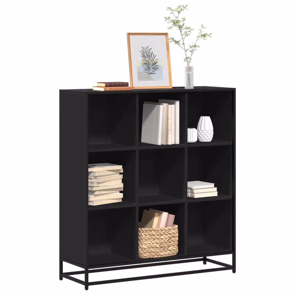 Libreria Industrial vidaXL Nera in Metallo e MDF L: 97,5 cm, P: 33 cm, H: 107,5 cm
