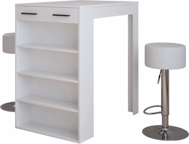 Set di tavolo da bar Repose bianco con 2 sgabelli Vicco, L: 100 cm, P: 67 cm, H: 106 cm
