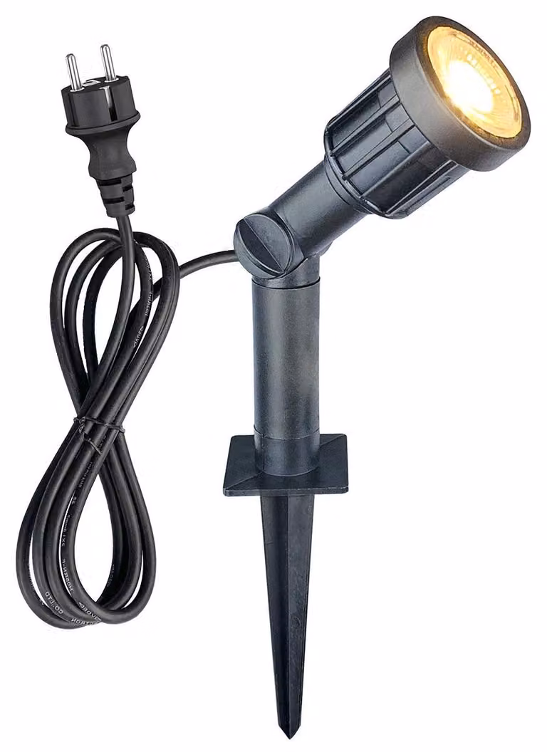 Fareto da giardino a LED, 5W, 400 lumen, grado di protezione IP65, orientabile, temperatura di colore 3000K, con picchetto da terra
