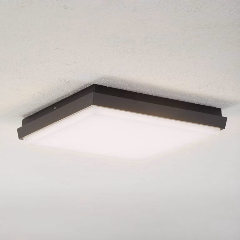 Lucande Plafoniera LED da esterni Amra, 30 cm, angolare, antracite Amra, Nero, Plastica, Moderno, Plafoniere LED