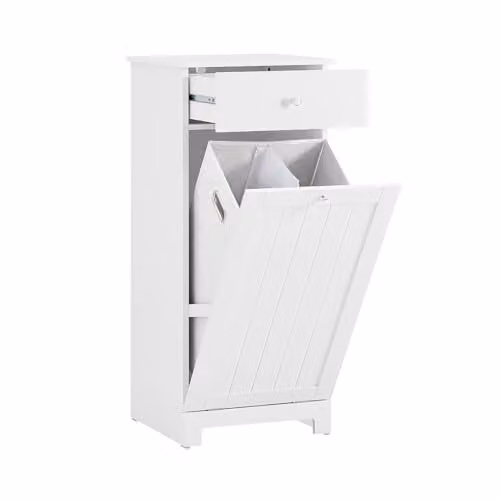 SoBuy Mobiletto Bagno Salvaspazio con Cassetto e Cesto Portabiancheria