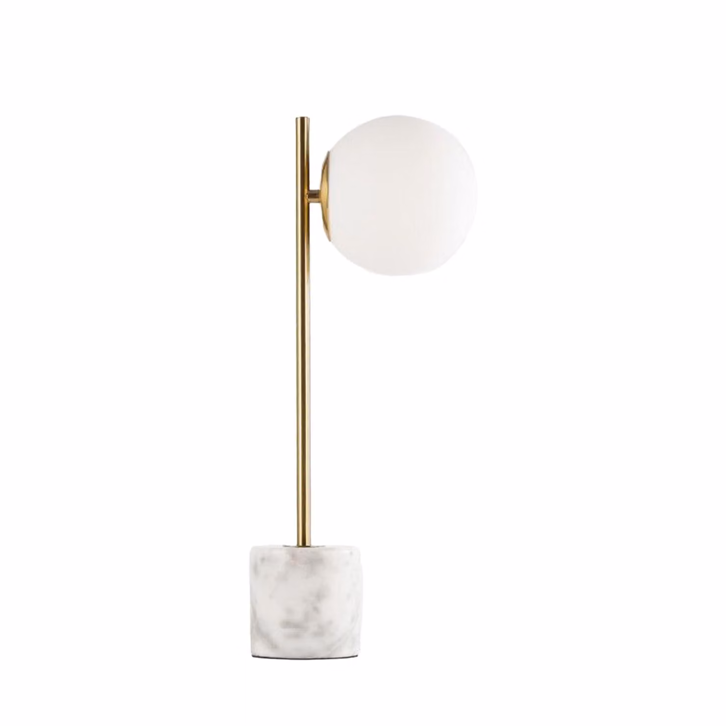Lampada da tavolo con base in marmo e sfera di cristallo opaco e metallo dorato "Åsa" - Eleganza minimalista e nordica, E27