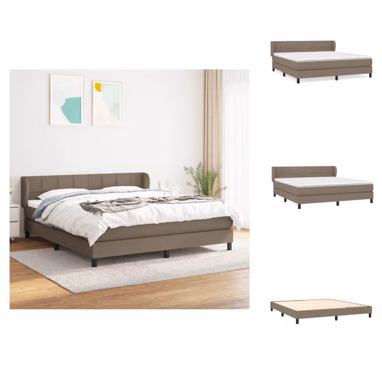vidaXL Letto a molle con materasso in tessuto tortora 160x200 cm - Letti e strutture letto