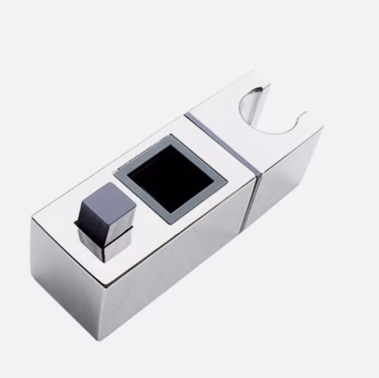 Supporto per soffione doccia cromato, compatibile con guide da 18 mm x 30 mm
