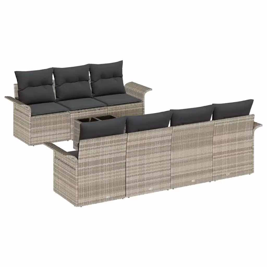 Set Divano da Giardino vidaXL 8 Pezzi a Forma di U Grigio con Tavolino e Cuscini – 2