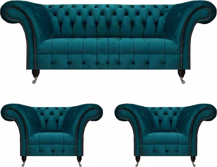 Design Modern Couchgarnitur Sofagarnitur Set Wohnzimmer 3tlg Chesterfield