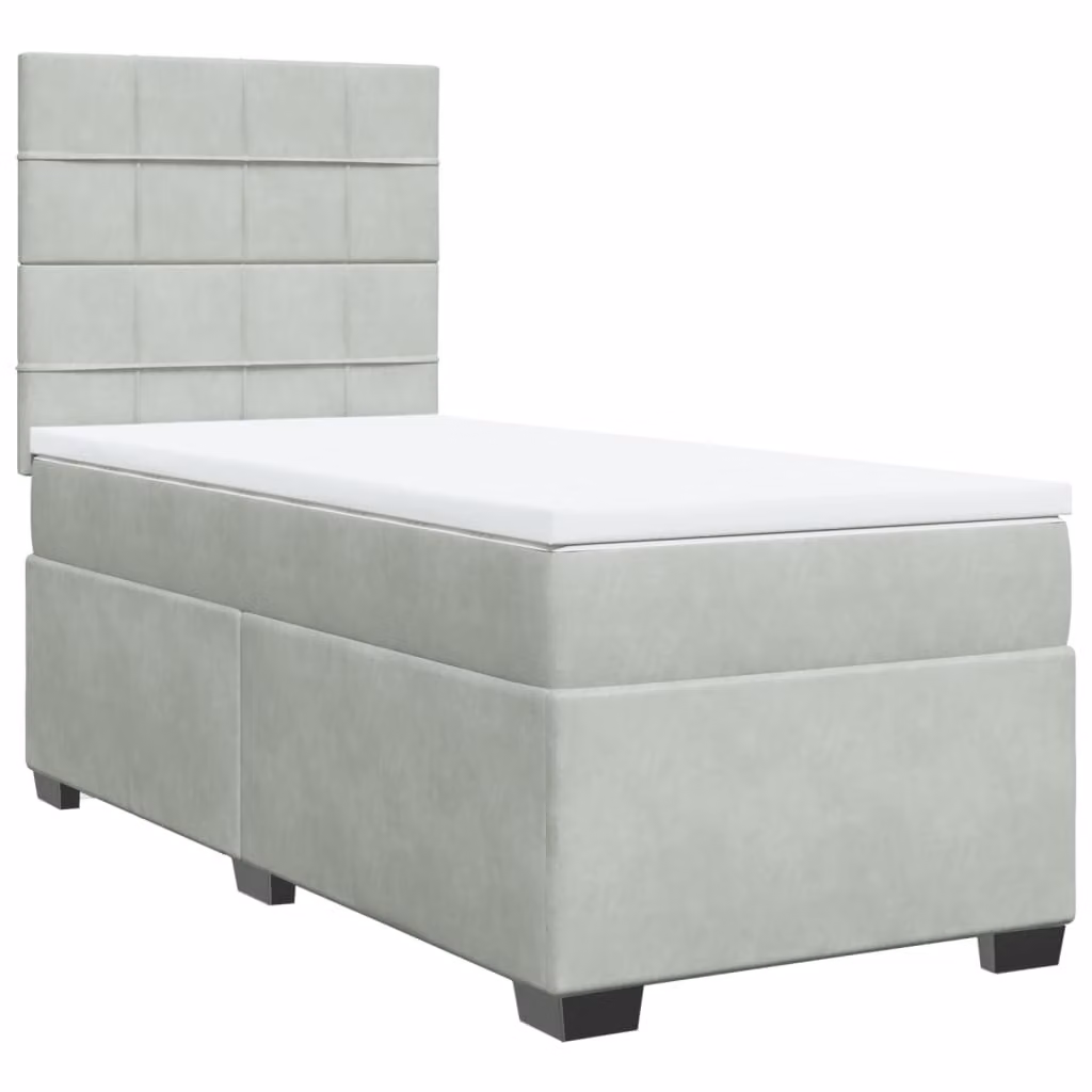 Giroletto a Molle con Materasso Grigio Chiaro 100x200cm Velluto