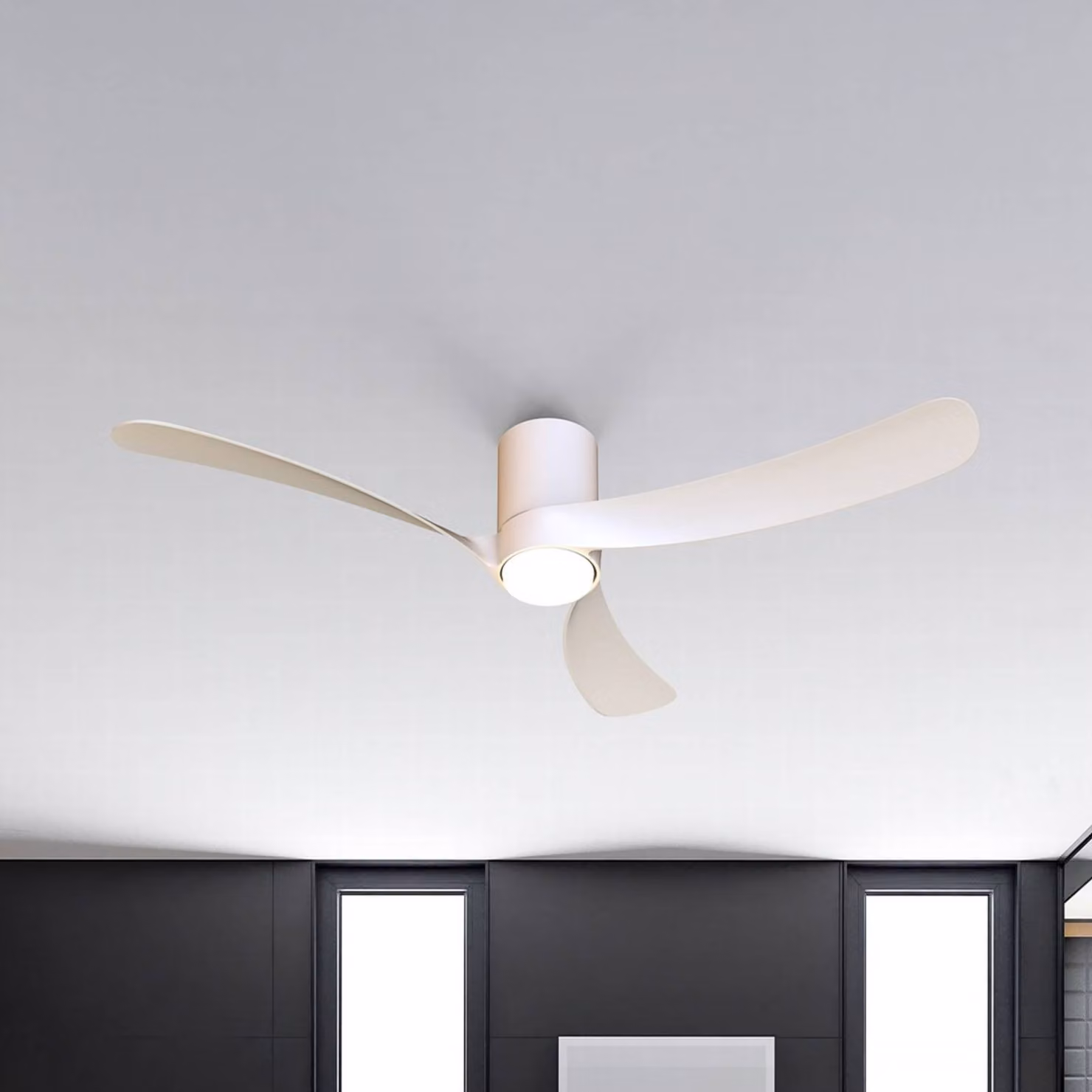 Mantra Iluminación Ventilatore da soffitto LED Nemo II L, bianco, CC, silenzioso, CCT, 132 cm dimmerabile, Bianco / Opale, Soggiorno / Sala da pranzo, Metallo, Moderno